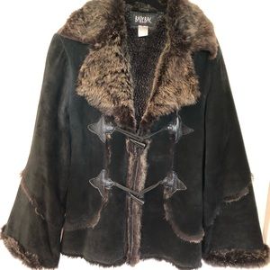 Beautiful Black Suede & Leather Coat